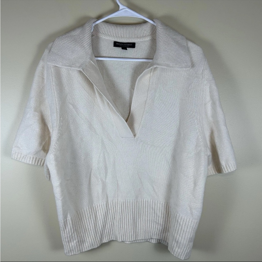 Women’s Banana Republic Cashmere Sweater Polo Short Sleeve Size Large